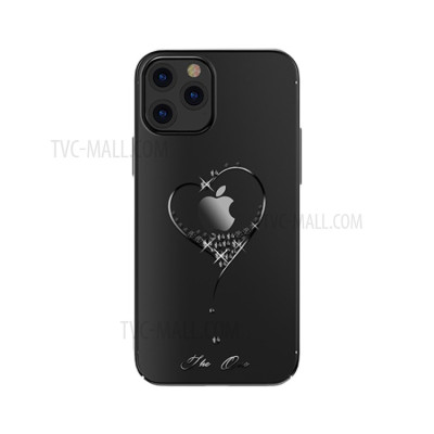 Твърди гърбове Твърди гърбове за Apple Iphone Луксозен твърд гръб оригинален KINGXBAR кристално прозрачен с камъни за Apple iPhone 12 6.1 / Apple iPhone 12 Pro 6.1 сърце с черен кант 